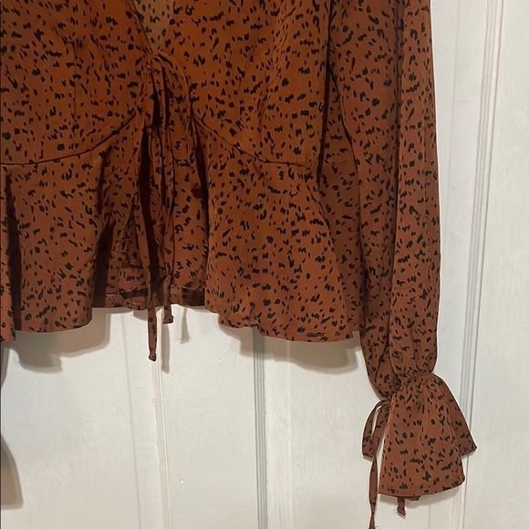 Rust orange tie front top - Picture 3 of 5